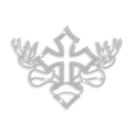 Crystal Cross with Wings Iron-on Rhinestone Transfer