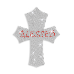 Trendy Blessed Cross Iron-on Rhinestone Transfer Design