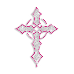 Crystal & Pink Cross Iron-on Rhinestud Rhinestone Transfer