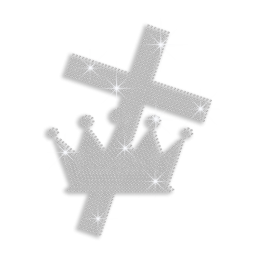 Crystal Cross & Crown Iron-on Rhinestone Transfer