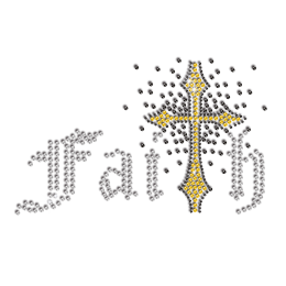 Strong Faith Cross Iron-on Rhinestone Transfer