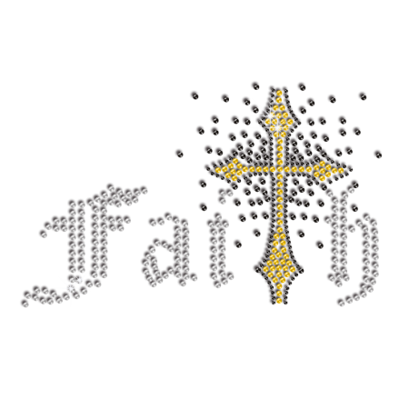 Strong Faith Cross Iron-on Rhinestone Transfer