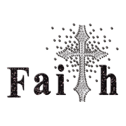 Black Designed Faith Cross Iron-on Glitter Rhinestone Transfer