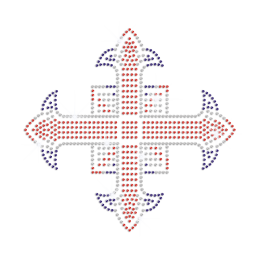 Sparkling Three Colored Cross Iron on Rhinestone Transfer