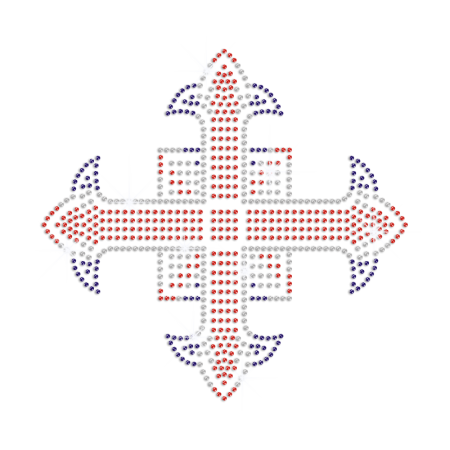 Sparkling Three Colored Cross Iron on Rhinestone Transfer