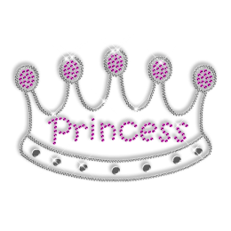 Princess Letter Crown Rhinestone Sequins Hot Fix Transfer