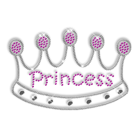 Princess Letter Crown Rhinestone Sequins Hot Fix Transfer