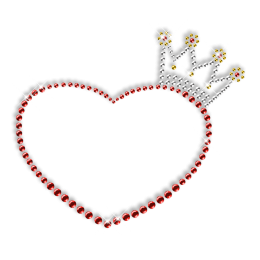 Simple Crown and Heart Rhinestone Iron on Transfer