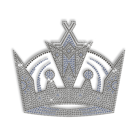 Sparkling Rhinestone Black and Blue Crown Iron on Transfer Motif for Clothes