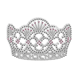 Shining Rhinestone Crystal and Pink Crown Iron on Transfer Motif for Clothes