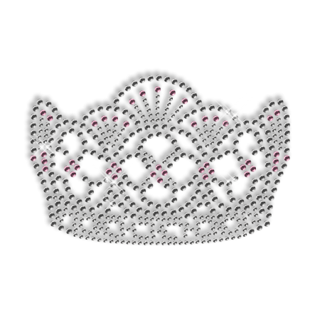 Shining Rhinestone Crystal and Pink Crown Iron on Transfer Motif for Clothes