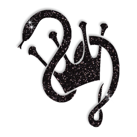 Twinkling Pure Black Snake And Crown Hotfix Glitter Motif Cstown