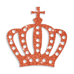 Orange Glitter Crown Iron-on Hotfix Diamante Transfer