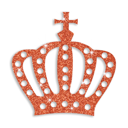 Orange Glitter Crown Iron-on Hotfix Diamante Transfer