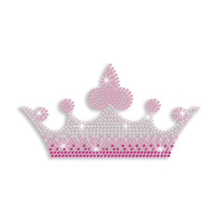 Cute Pink Crown Rhinestud Iron-on Transfer Motif