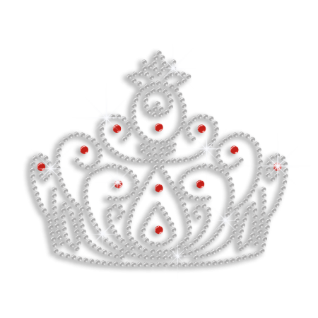 Crystal Crown with Rubies Iron on Rhinestone Transfer