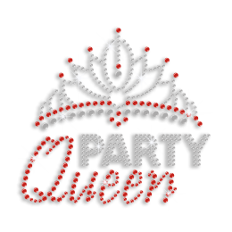 Ruby Party Queen Crown Iron-on Rhinestone Transfer