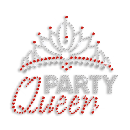Ruby Party Queen Crown Iron-on Rhinestone Transfer