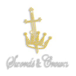 Yellow Swards & Crown Iron-on Rhinestone Transfer