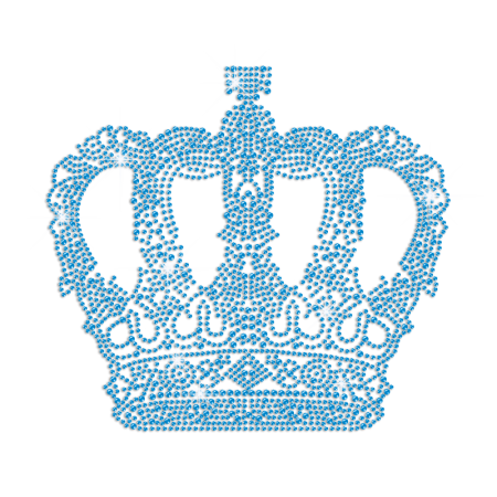 Intricate Blue Crown Iron on Rhinestone Design