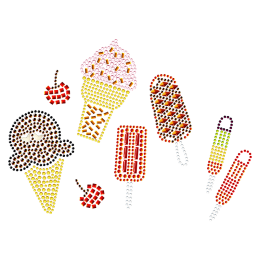 Colorful Ice Cream Iron on Rhinestone Motif