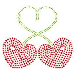 Heart-shaped Cherry Hot fix Strass Transfer
