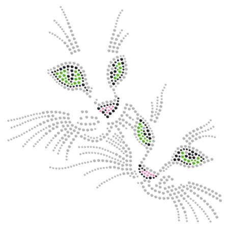 Rhinestone Shining Cats Hot-fix Design