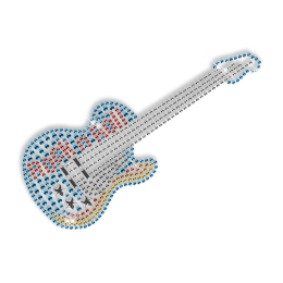 Rhinestone Iron on Guitar Motif Design