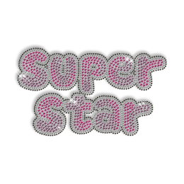 Sparkling Rhinestone Words of Super Star Iron on Transfer Motif for Clothes