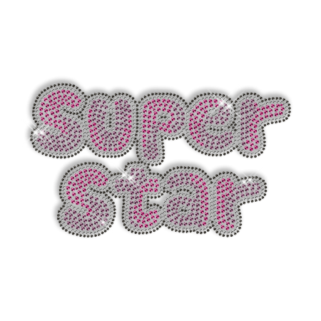 Sparkling Rhinestone Words of Super Star Iron on Transfer Motif for Clothes