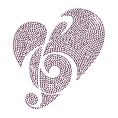 Custom Purple Heart Shape Music Note Heat Press Bling Motif