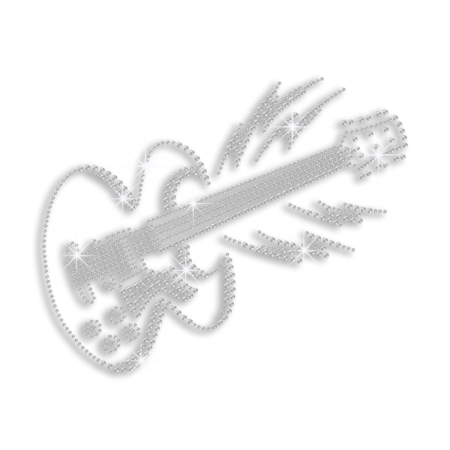 Beautiful Crystal Guitar Hot-fix Rhinestone Transfer