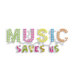 Colorful Music Saves Us Rhinestone Glitter Iron on Transfer