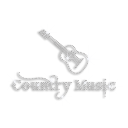 Country Music Guitar Rhinestone Iron on Transfer Design