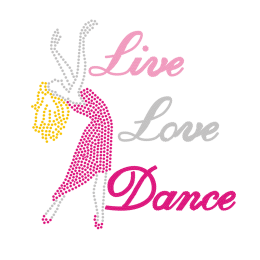 Crystal Iron on Live Love Dance Rhinestone Transfer