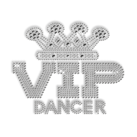 Best Shinning Rhinestud VIP DANCER Crown Iron on Transfer Motif for Garments