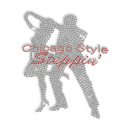 Hot Sparkling Rhinestone Chicago Style Dancers Iron on Transfer Motif for Clothes