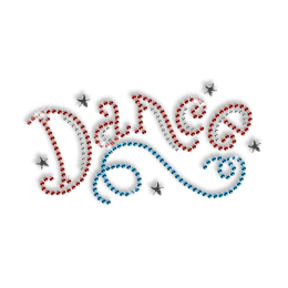 Hot Shinning Rhinestone Red and Blue Word of Dance Iron on Transfer Design for Clothes