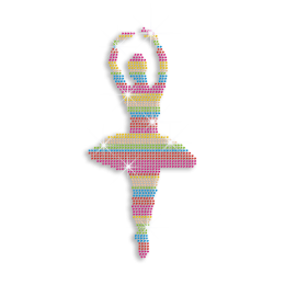 Colorful Dance Girl Rhinestone Iron On Customized Motif