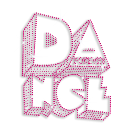 Pink Dance Forever Iron-on Rhinestone Transfer