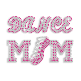 Pink Dance Mom Support Iron-on Rhinestone Transfer