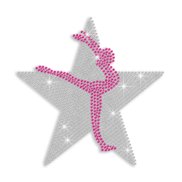 Pink Dance Star Iron-on Rhinestud Transfer