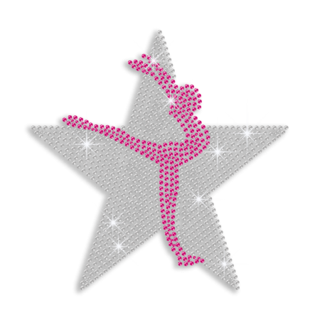 Pink Dance Star Iron-on Rhinestud Transfer