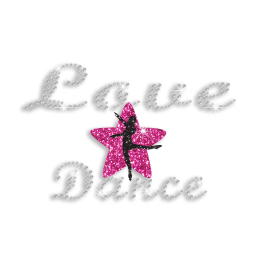 Dance Star Love Dance Iron on Glitter Rhinestone Transfer