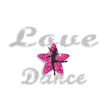 Dance Star Love Dance Iron on Glitter Rhinestone Transfer