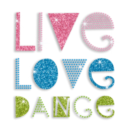 Colorful Live Love Dance Sequin Glitter Iron-on Transfer