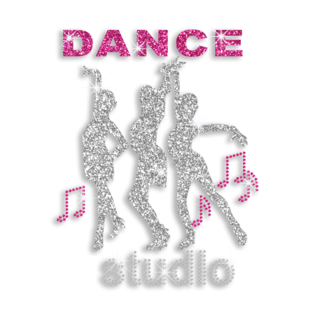 Cool Dance Studio with Movements Iron-on Glitter Rhinestone Transfer