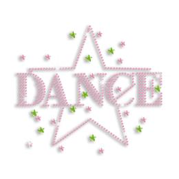 Pink Dance Stars Iron-on Nailhead Rhinestone Transfer