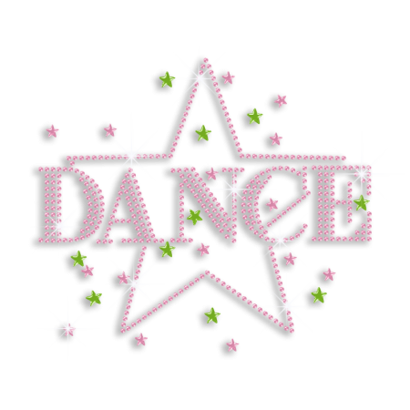 Pink Dance Stars Iron-on Nailhead Rhinestone Transfer