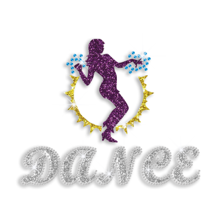 Shiny Dance with Bows Iron-on Glitter Rhinestone Transfer